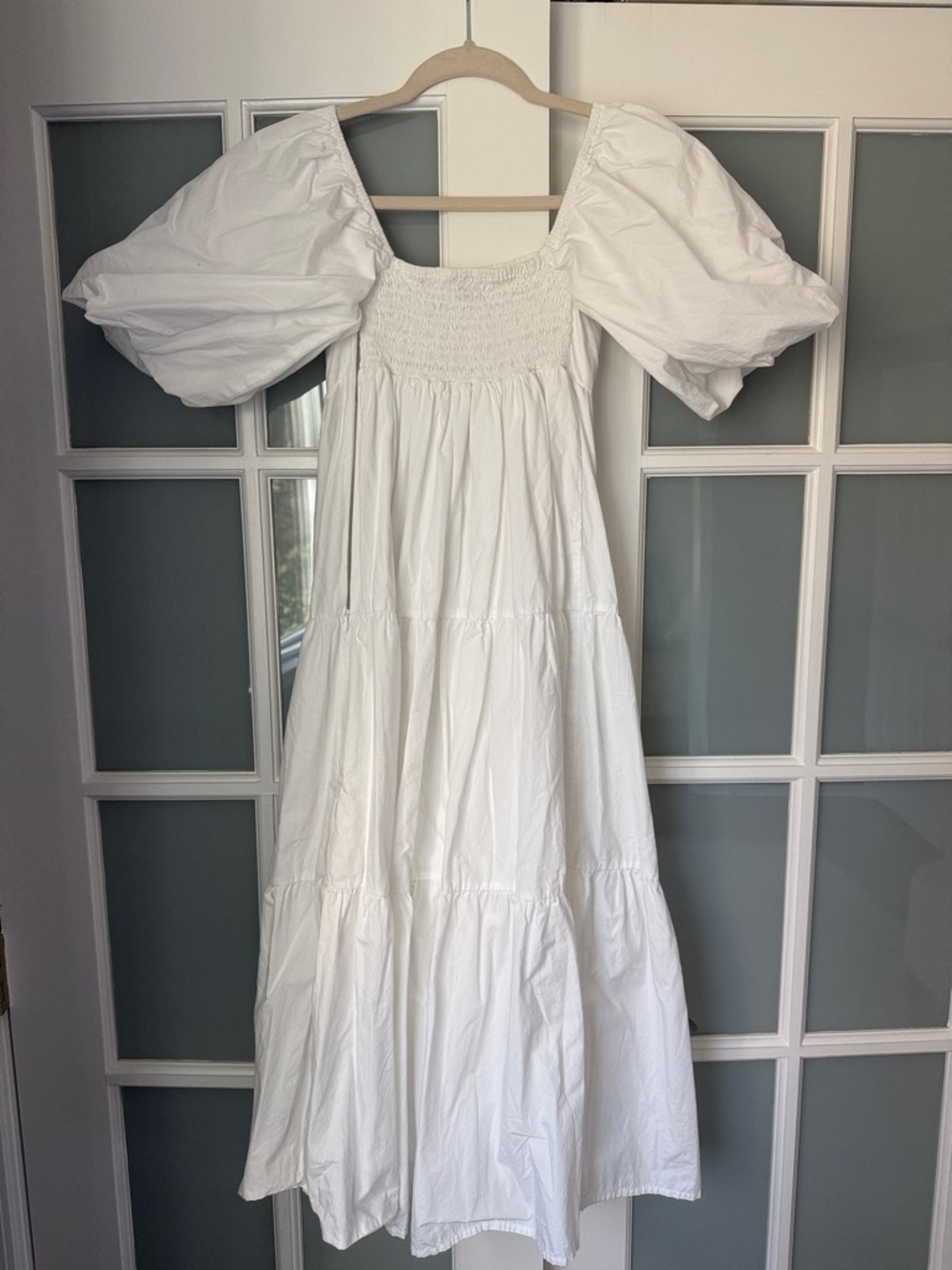 Faithfull the Brand White Puff-Sleeve Tiered Dress - Picture 2 of 2